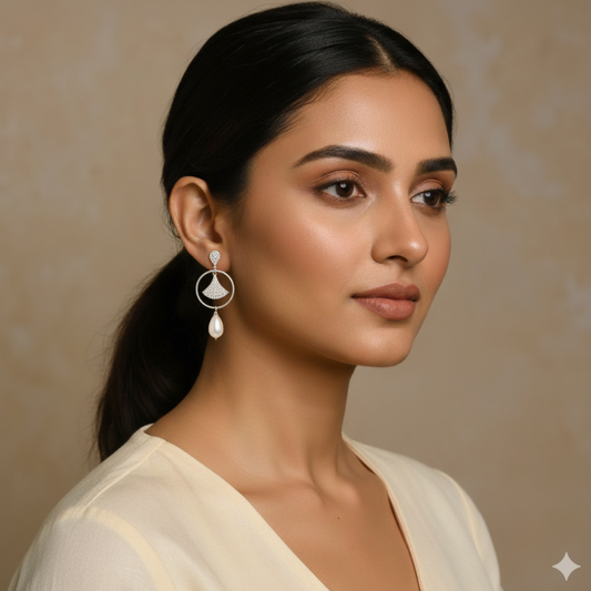 Moon Pearl Hangings-Silver