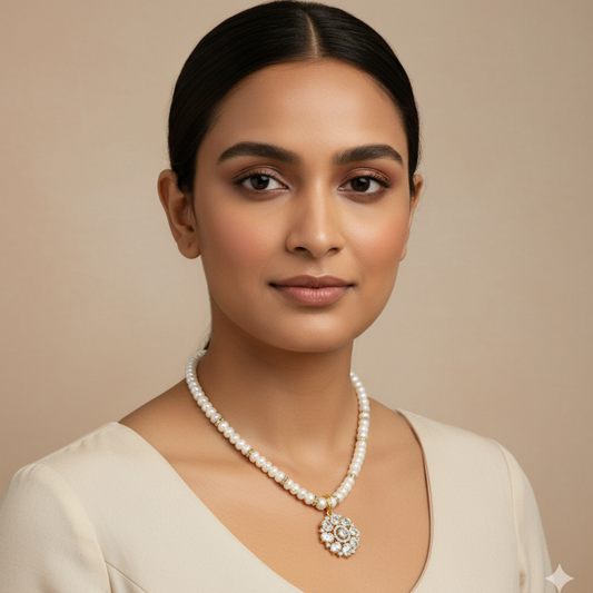 FLAT PEARLS WITH PENDENT 1LINE SET