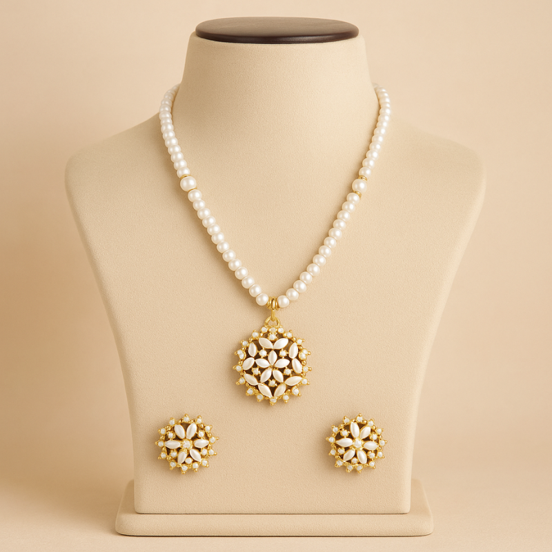 Gulika Gold Pearl Pendant Set