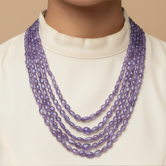 BLUE SAPPHIRE BEADS 5 LINES MALA