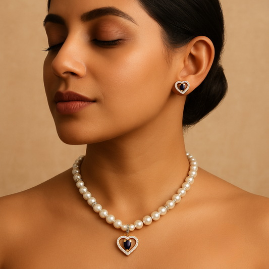 RICE. FLAT PEARLS WITH PENDENT 1 LINE SET