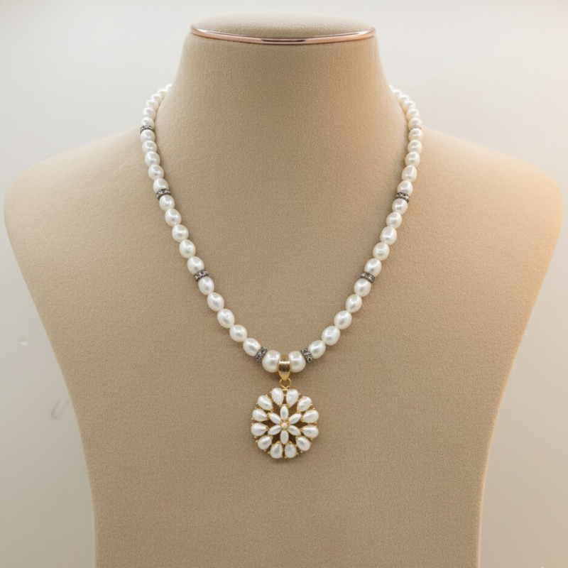 Rice Pearls With Pendent Set 1 Line