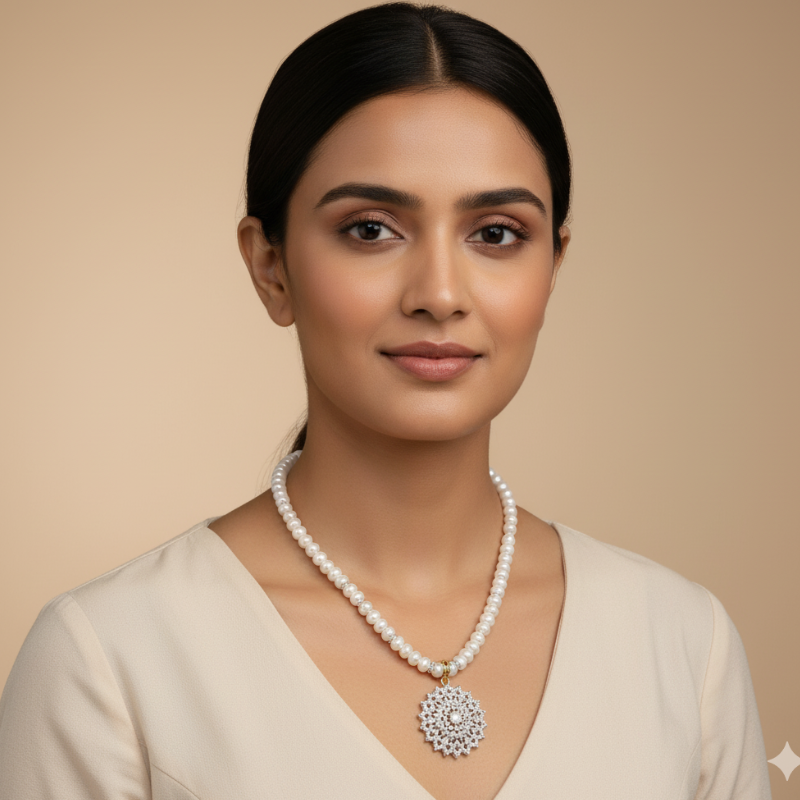 PEARLS WITH PENDENT 1LINE SET