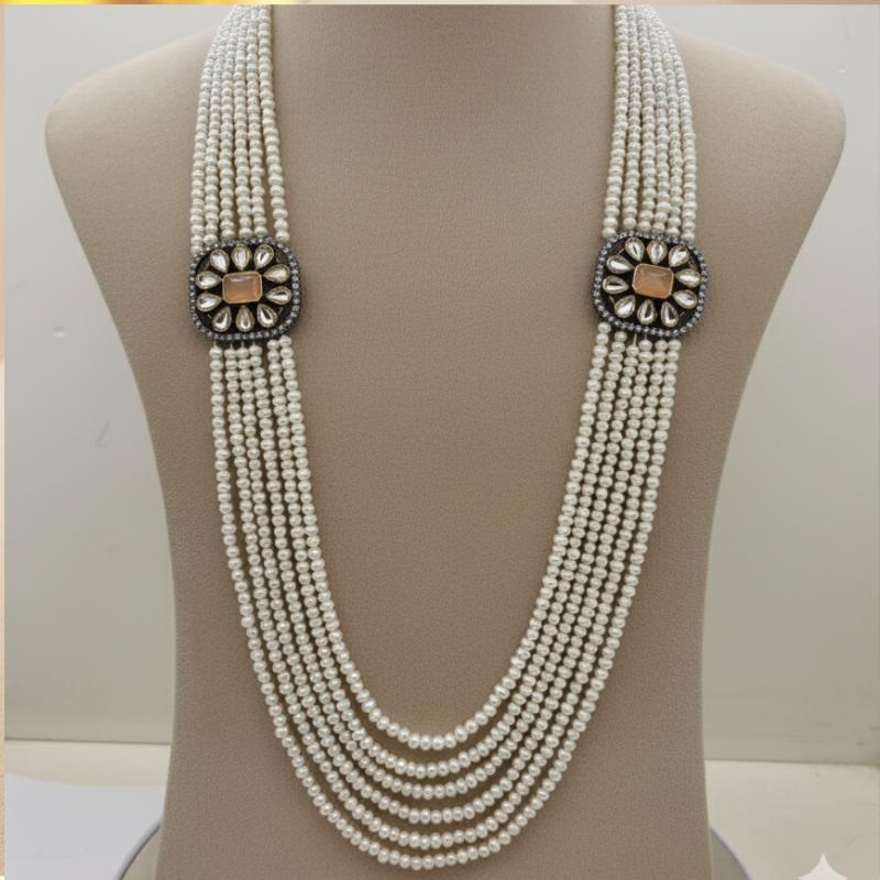Pearls With Pendent 6 Lines Set