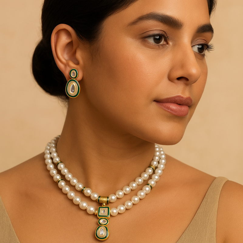 Moti Kundan Sangam- Pendant Set