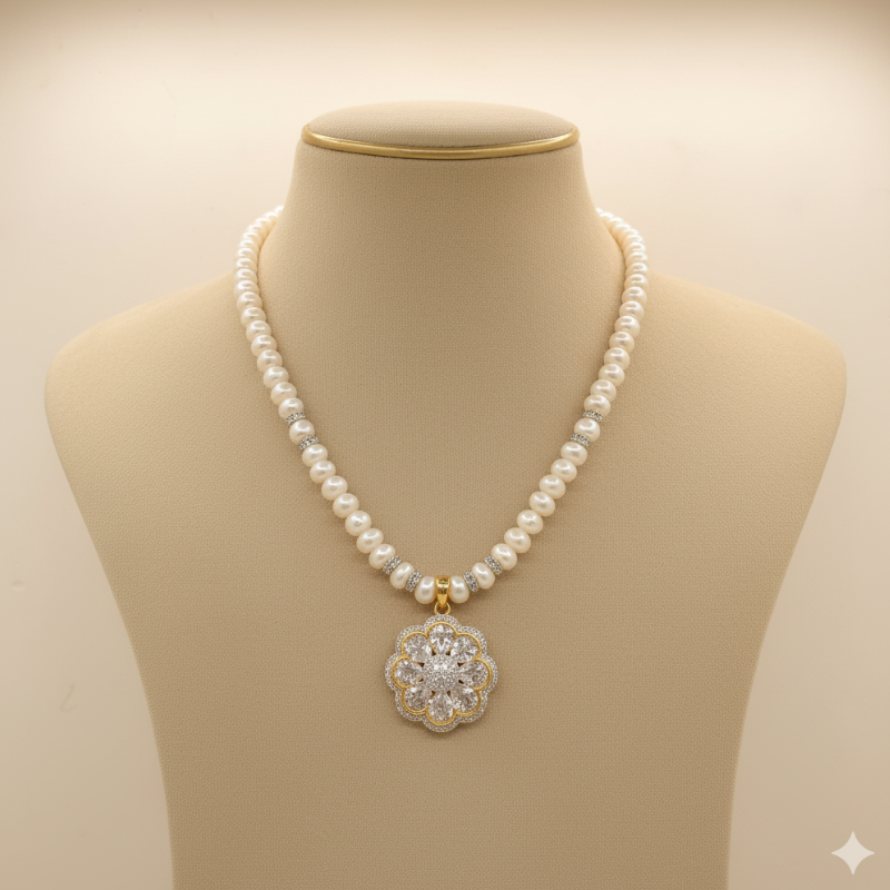 FLATPEARLS WITH PENDENT 1LINE SET