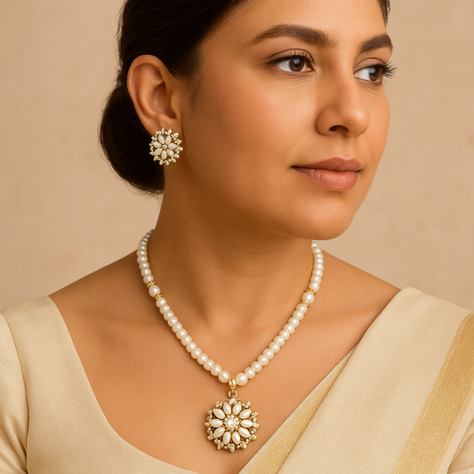 Gulika Gold Pearl Pendant Set