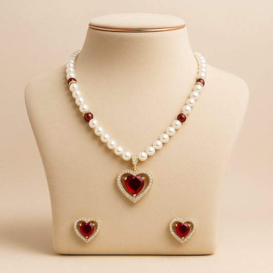 Red Heart Pendant Set