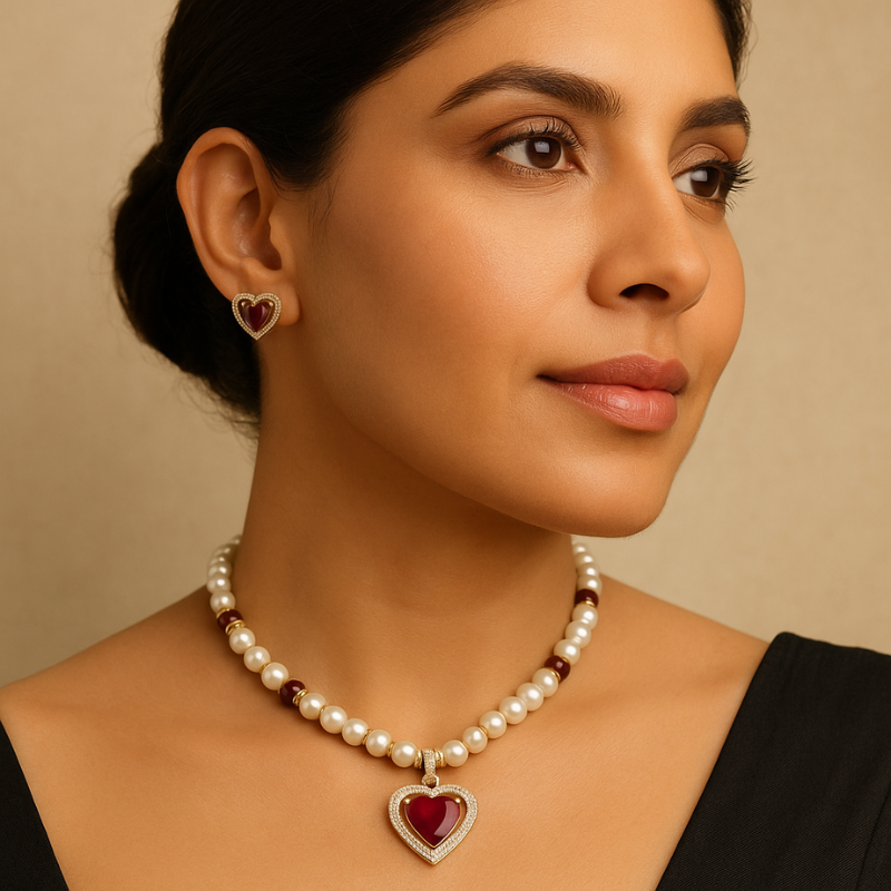 Red Heart Pendant Set