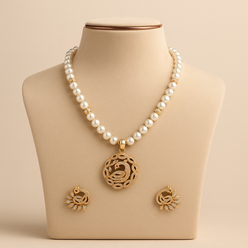 Peacock Pearl Pendant Set