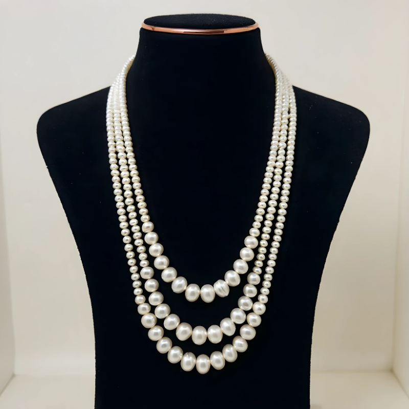 Classic Pearl Mala – Triple Line Radiance