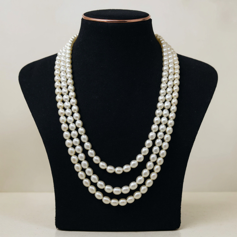 Rice Pearls 3 Lines Mala