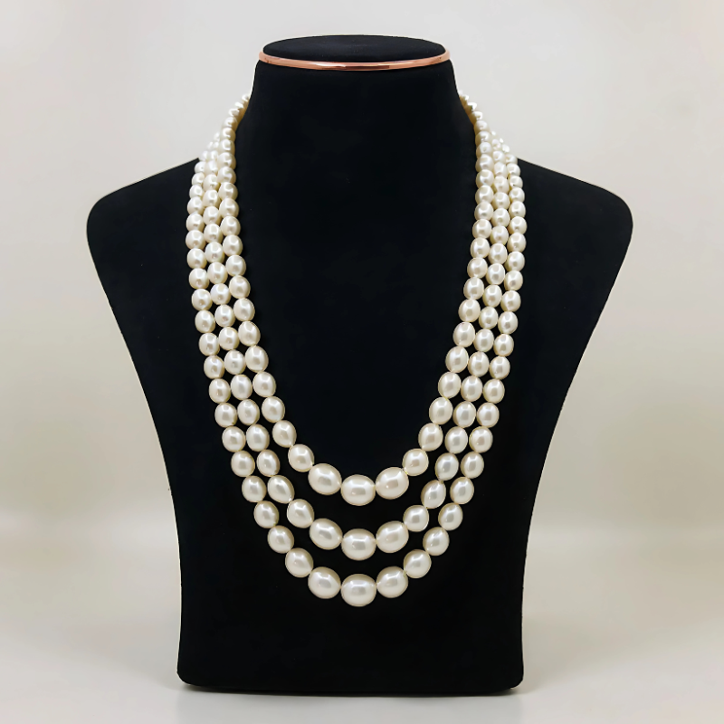 Rice  Pearls Gradution  Mala 3 Lines