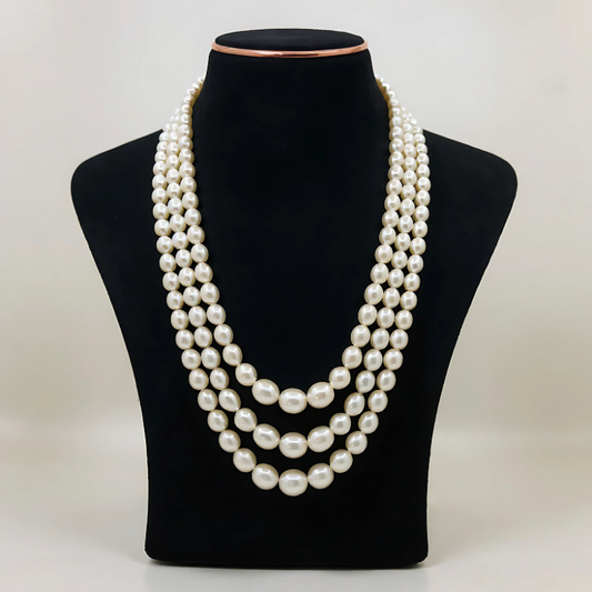 Rice  Pearls Gradution  Mala 3 Lines