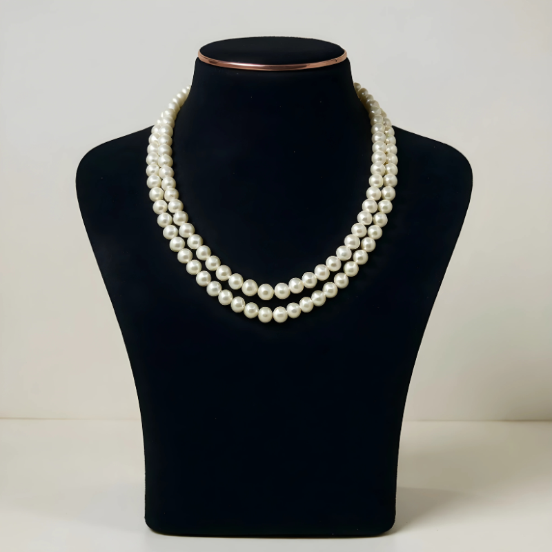 Round Pearls 2 Lines Mala