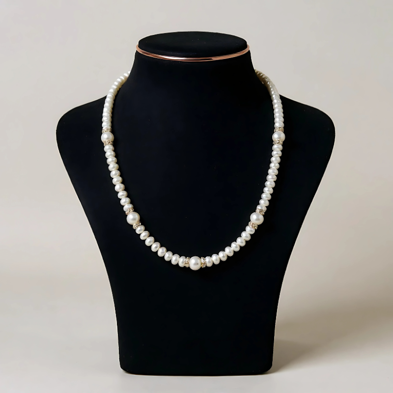 Ekam Mukta- Flat Pearl Mala with Rings