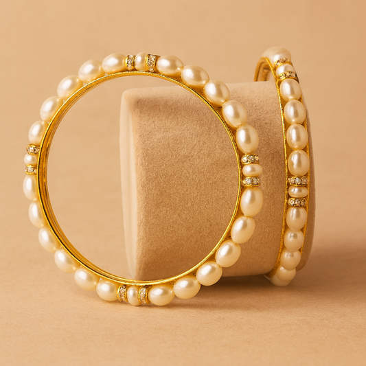 Timeless Rice Pearl Bangle – Regal Simplicity