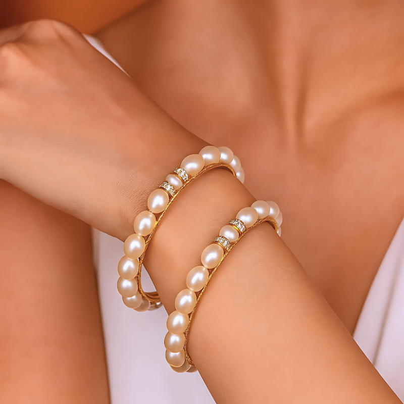 Classic Rice Pearl Bangle – Heritage Design