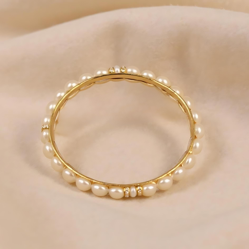 Classic Rice Pearl Bangle – Heritage Design