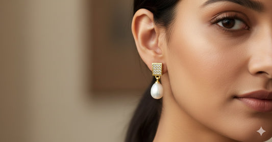 Modern Pave Cube Pearl Drops