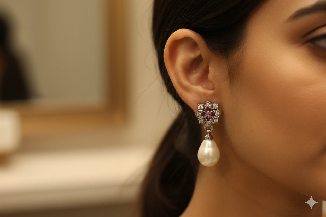 Ruby Blossom Pearl Drops