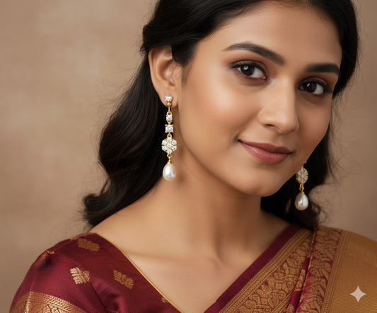 Infinity Pave Pearl Dangles