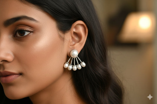 Art Deco Fan Pearl Studs