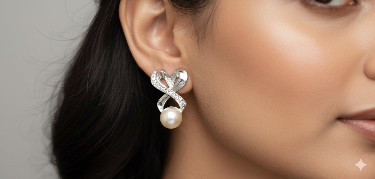 "Entwined Love" Pearl Danglers