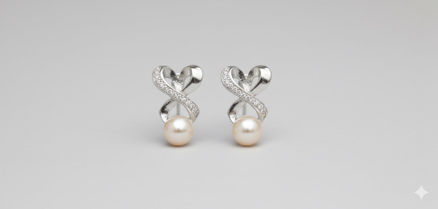 "Entwined Love" Pearl Danglers