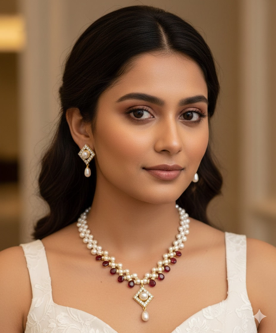 Regal Teardrop Pearl & Ruby Set