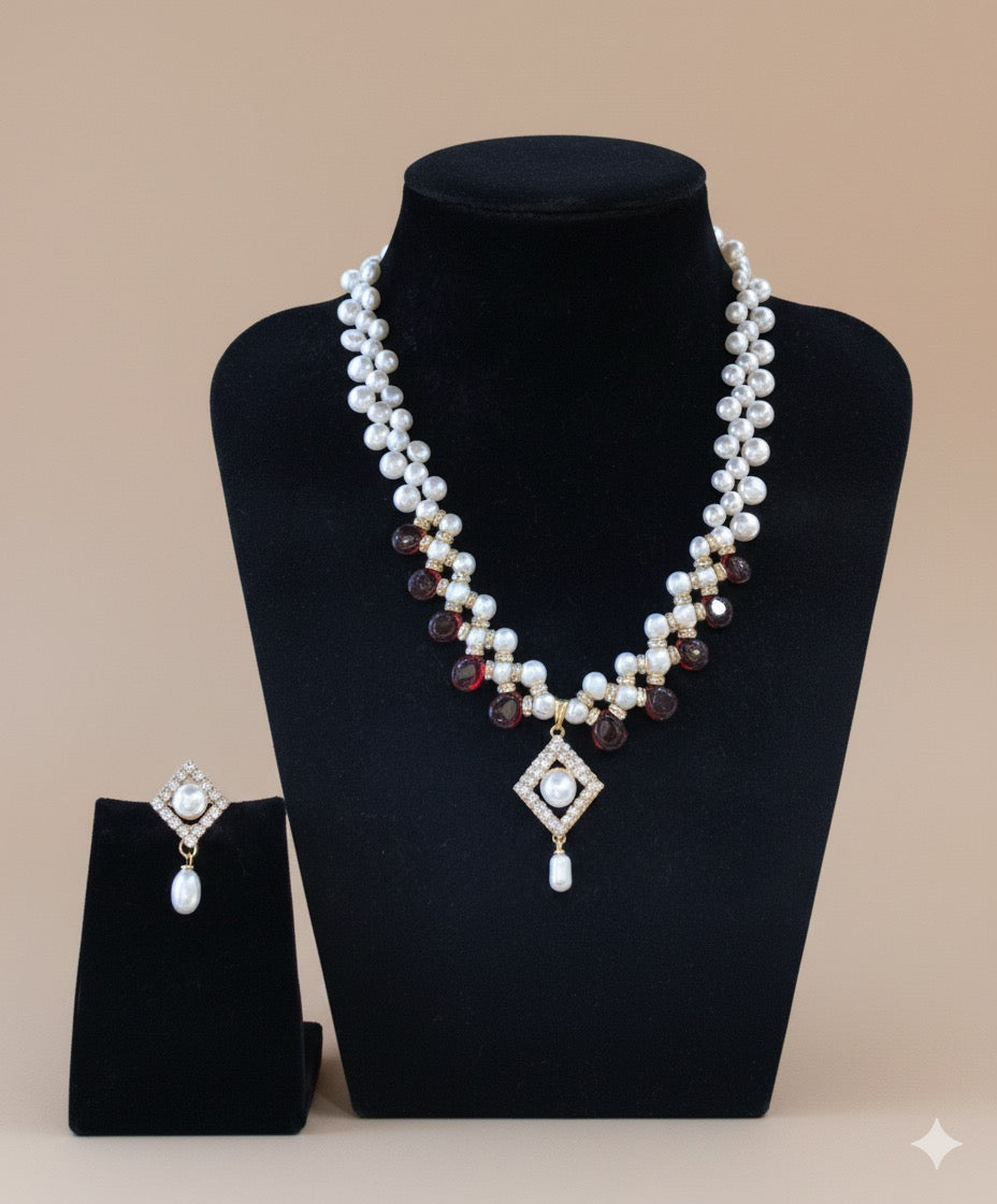 Regal Teardrop Pearl & Ruby Set