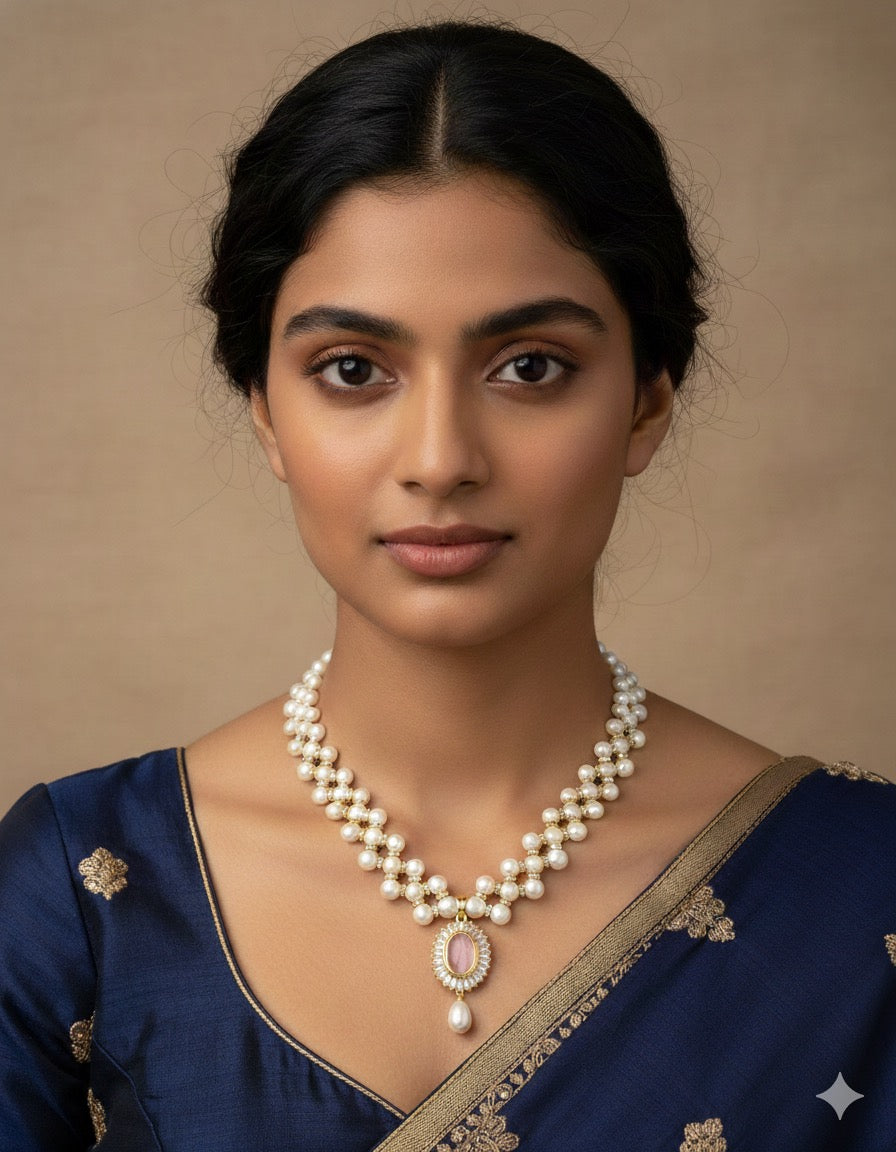 Rose Quartz Pearl Set