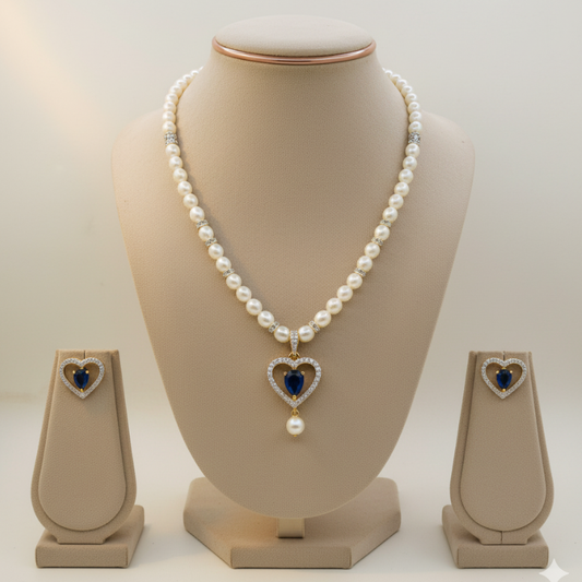 Blue Heart Pendant Set
