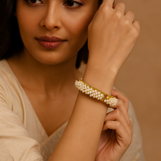 Oorja-Flat Pearls Bangle