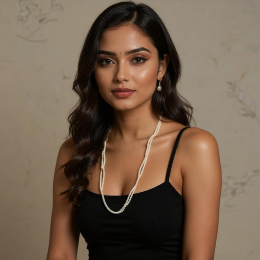 Heritage Pearl Mala – Double Line Charm