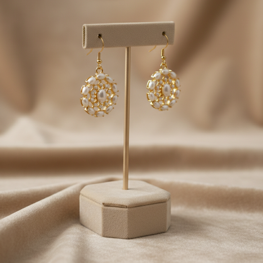 Dahlia Pendant Set - Single Line Flat Pearls