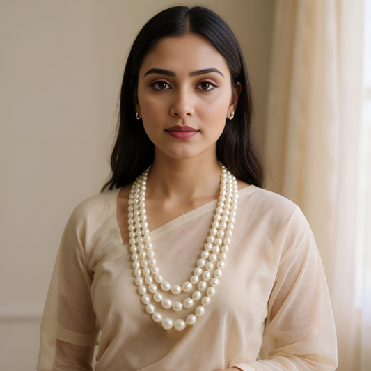 Rice  Pearls Gradution  Mala 3 Lines