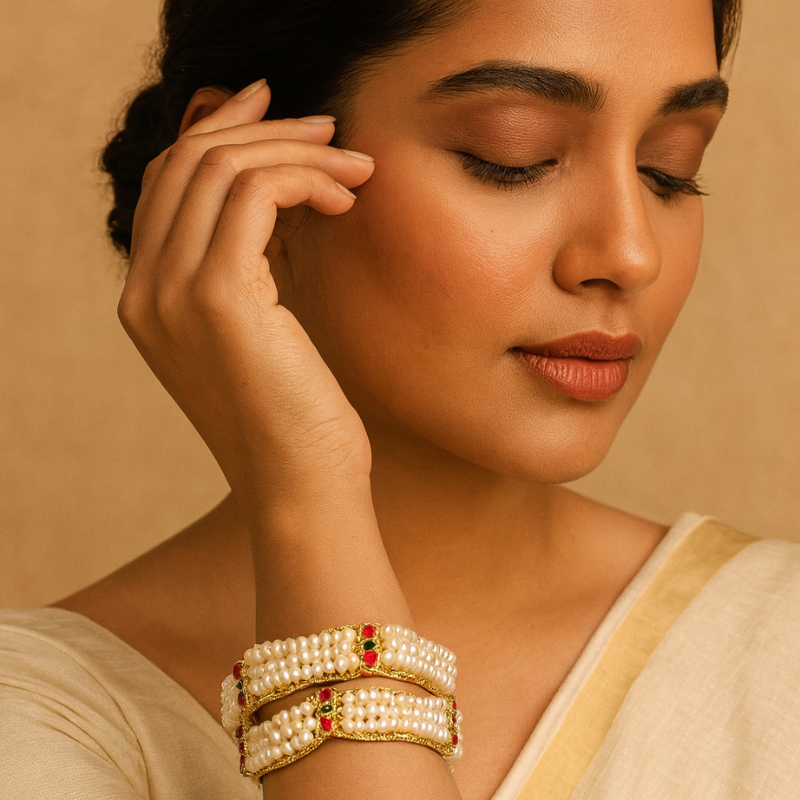 Svarna Gem Bangles- Pearl Cluster