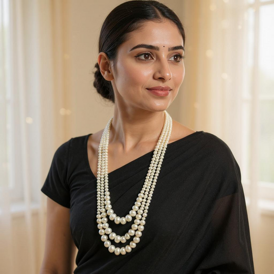 Classic Pearl Mala – Triple Line Radiance
