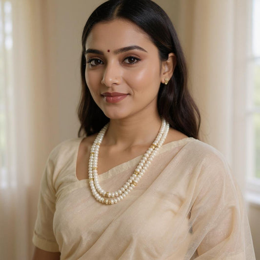 Layered Pearl Mala- Two Line