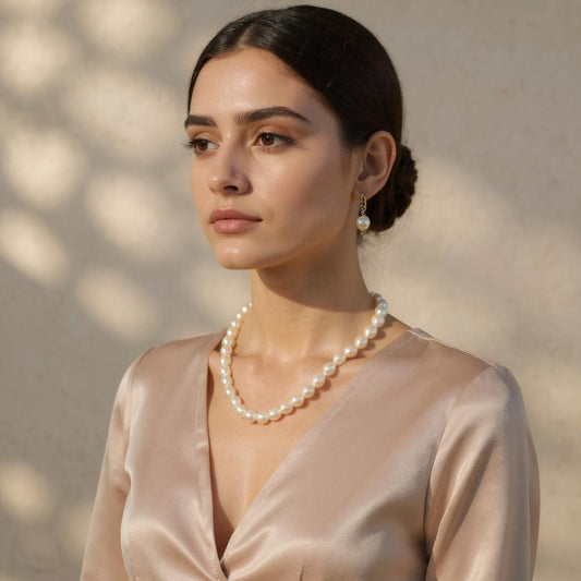 Classic Rice Pearl Mala – Single Line Elegance