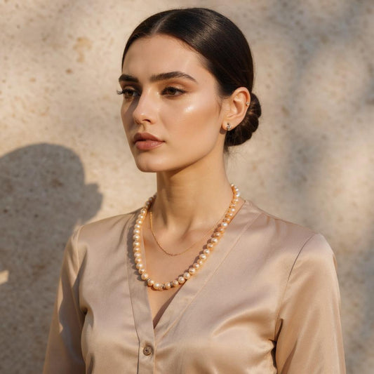 Blush Glow Single Line Pearl Mala