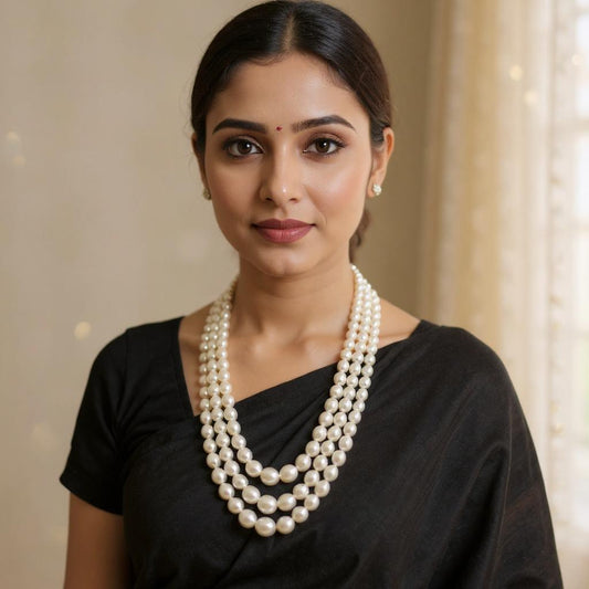 Rice Pearls Graduation Mala 3 Lines